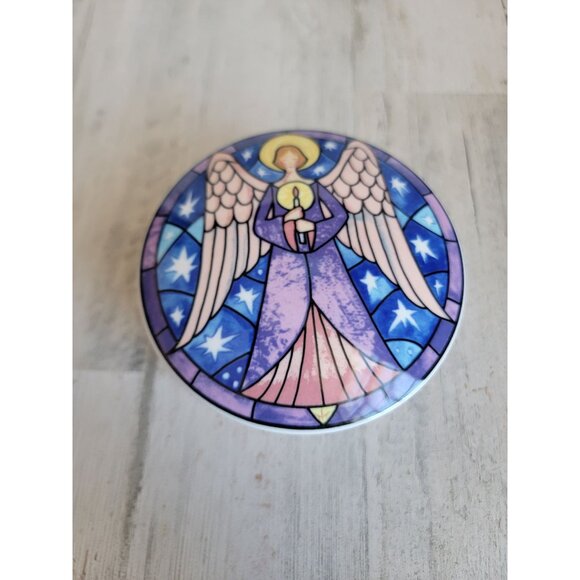 Mikasa angel porcelain angel trinket‎ box container round Vintage - Picture 2 of 5